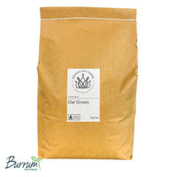 Kraft paper bag of Australian grown organic Oat Kernels (also known as oat Groats)