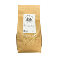 A bag of Australian organic steel cut oats.