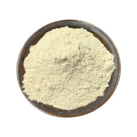 Australian grown organic rye flour in a brown bowl on a white background