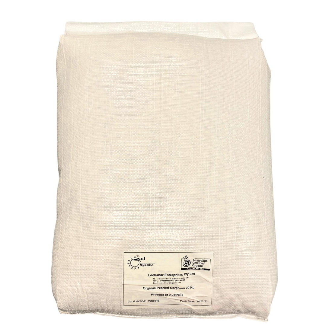 Sorghum Grain Pearled White Biodynamic 20kg