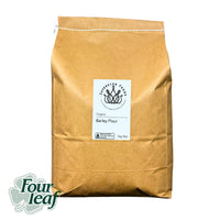 A bag of Australian grown organic whole barley flour from Four Leaf Milling in Tarlee South Australia Sold by Sovereign Foods an online retailer specialising in Australian grown organic bulk foods