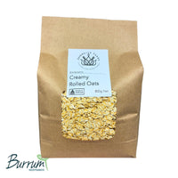 A bag of Australian Grown organic rolled oats. Produced by Burrum Biodynamics and repacked and sold by Sovereign Foods