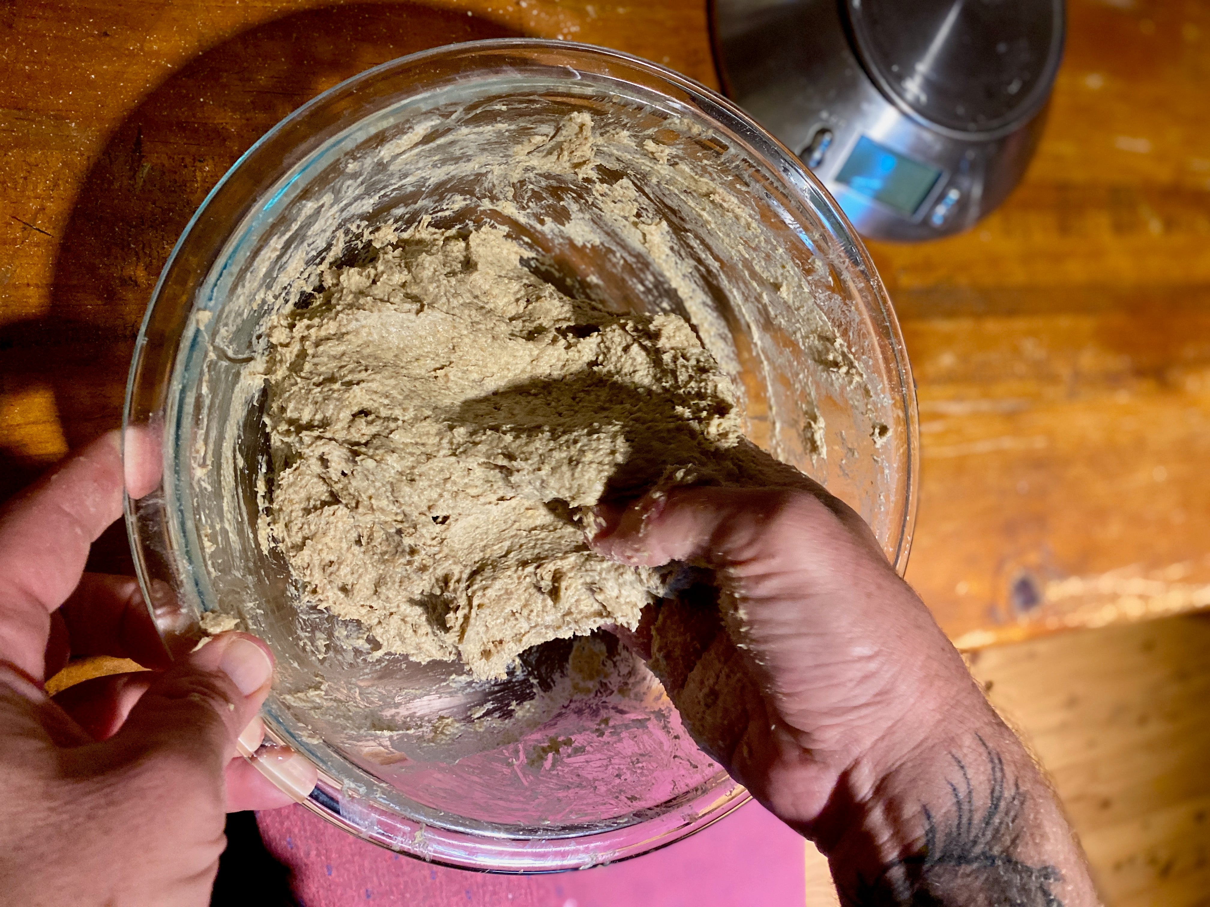 mixing the starter