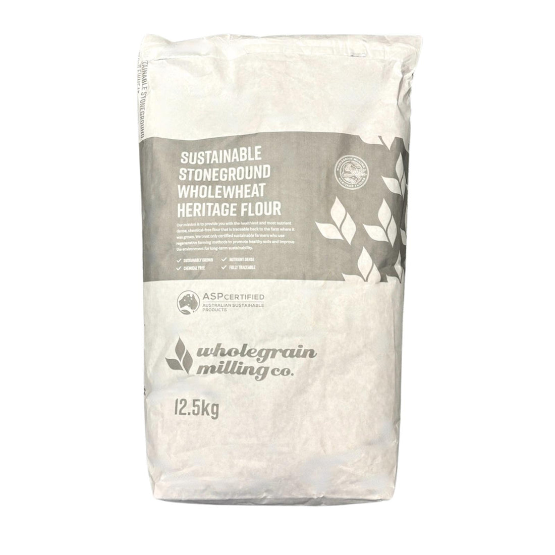A bulk bag of older variety, non-hybridised wheat flour from Wholegrain milling