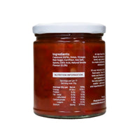a jar of capsicum salsa showing the ingredients. It was made in Brisbane by Ugly Duck Fine foods from rescued Fruit