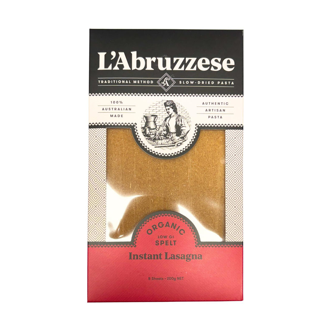 L'Abruzzese spelt lasagna package on a white background