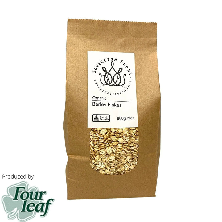 Barley Flakes Organic 800g-Pulse & Grain-Four Leaf Milling-Sovereign Foods-Australian Grown-Bulk Foods