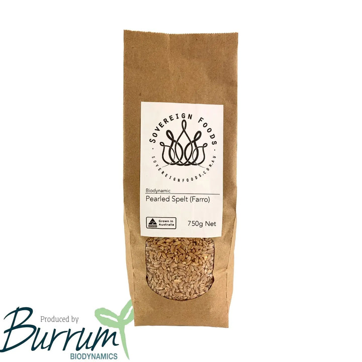 Farro (Pearled Spelt) Biodynamic 750g-Pulse & Grain-Burrum Biodynamics-Sovereign Foods-Organic-Biodynamic-Grain-Home Milling-Australian Grown