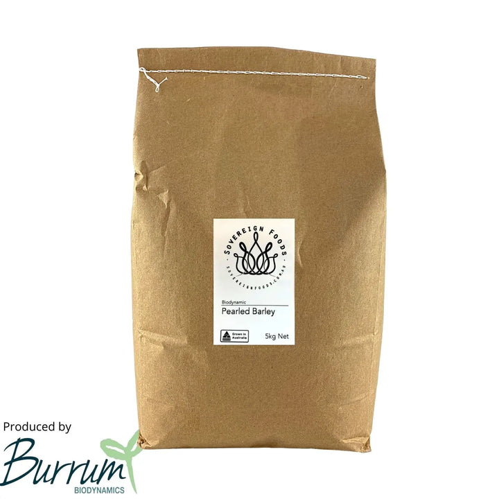 Pearled Barley Biodynamic 5kg-Pulse & Grain-Burrum Biodynamics-Sovereign Foods-Organic-Biodynamic-Grain-Home Milling-Australian Grown