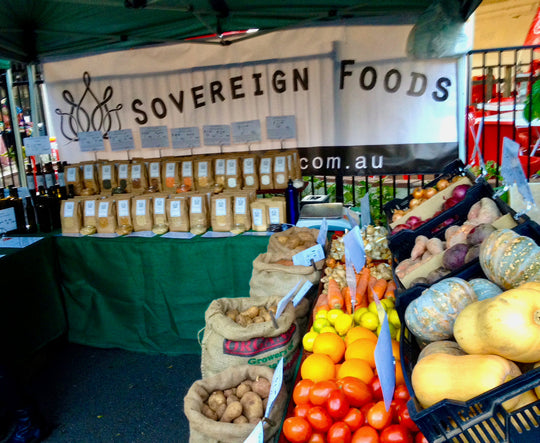 Sovereign Foods market stall, West End, Brisbane