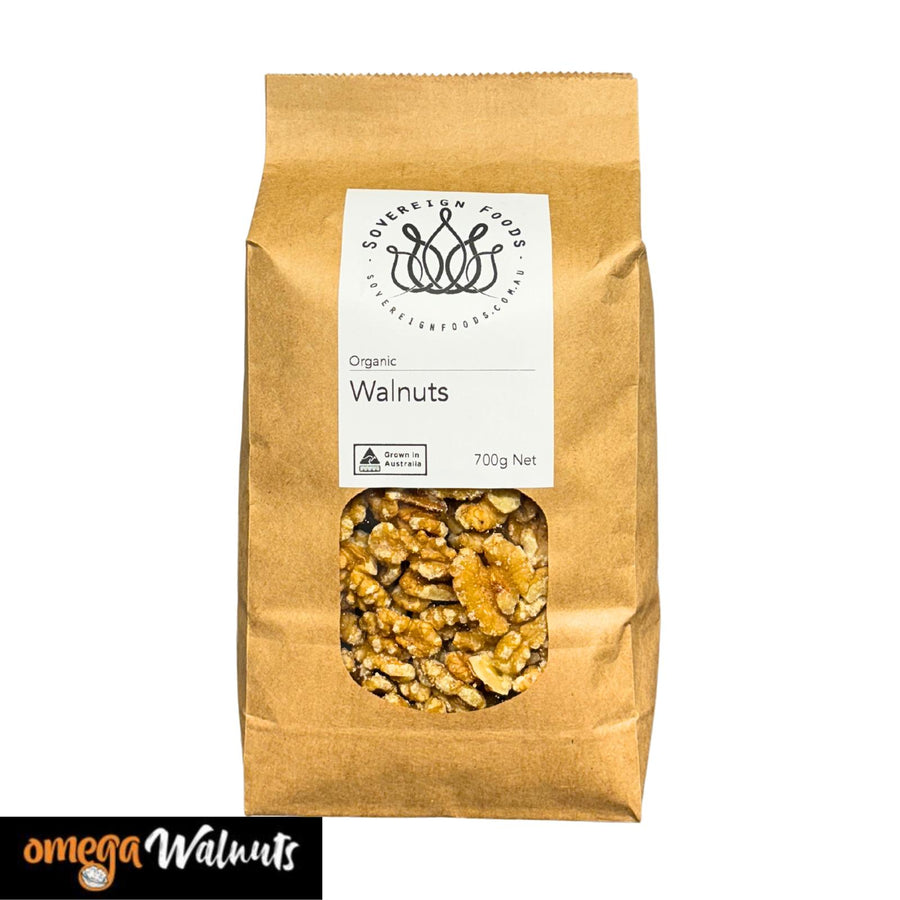 Australian Grown Organic Walnuts can be purchased from Sovereign Foods