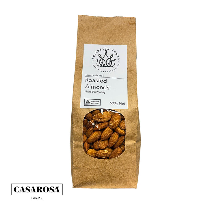 A bag of Australian grown chemical free roasted almonds