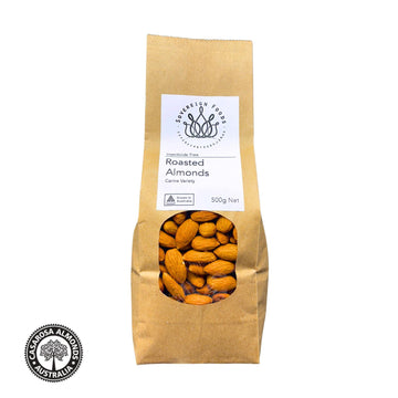 A bag of Australian grown chemical free almonds. These almonds were grown by Casarosa Almonds and repacked and sold by Sovereign Foods. Sovereign Foods is an online retail that sells exclusively Australian grown bulk foods and pantry products. 