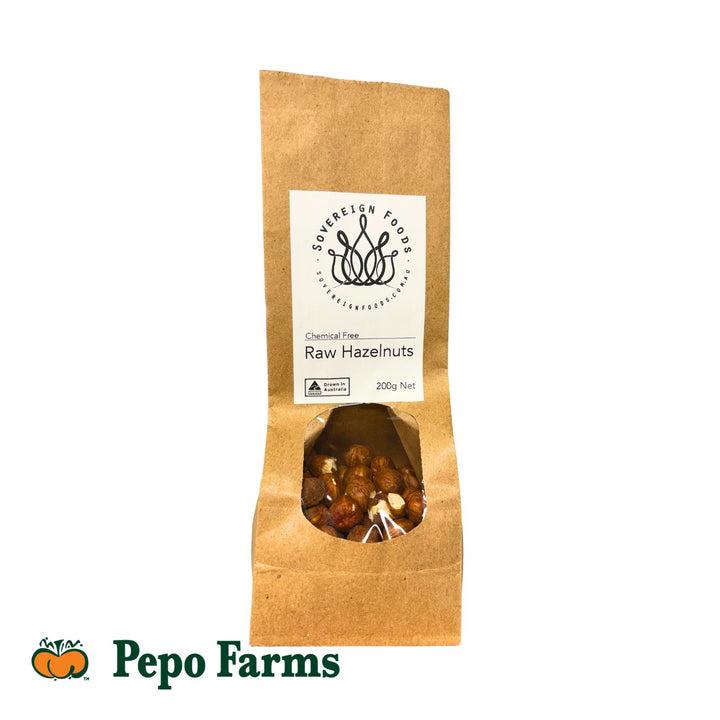 A bag of Australian grown hazelnuts. 