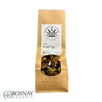 A bag of Australian-grown organic dried figs. Produced by Rosnay in NSW and sold By Sovereign Foods in QLD