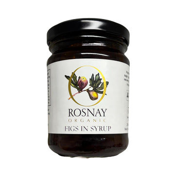 A Jar of Australian grown organic figs in syrup. Produced by Rosnay, sold by Sovereign foods. 