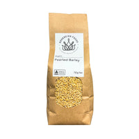 A bag of Australian grown organic pearled barley. 