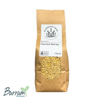 A bag of Organic Pearled Barley. Grown using biodynamic principles by Burrum Biodynamics