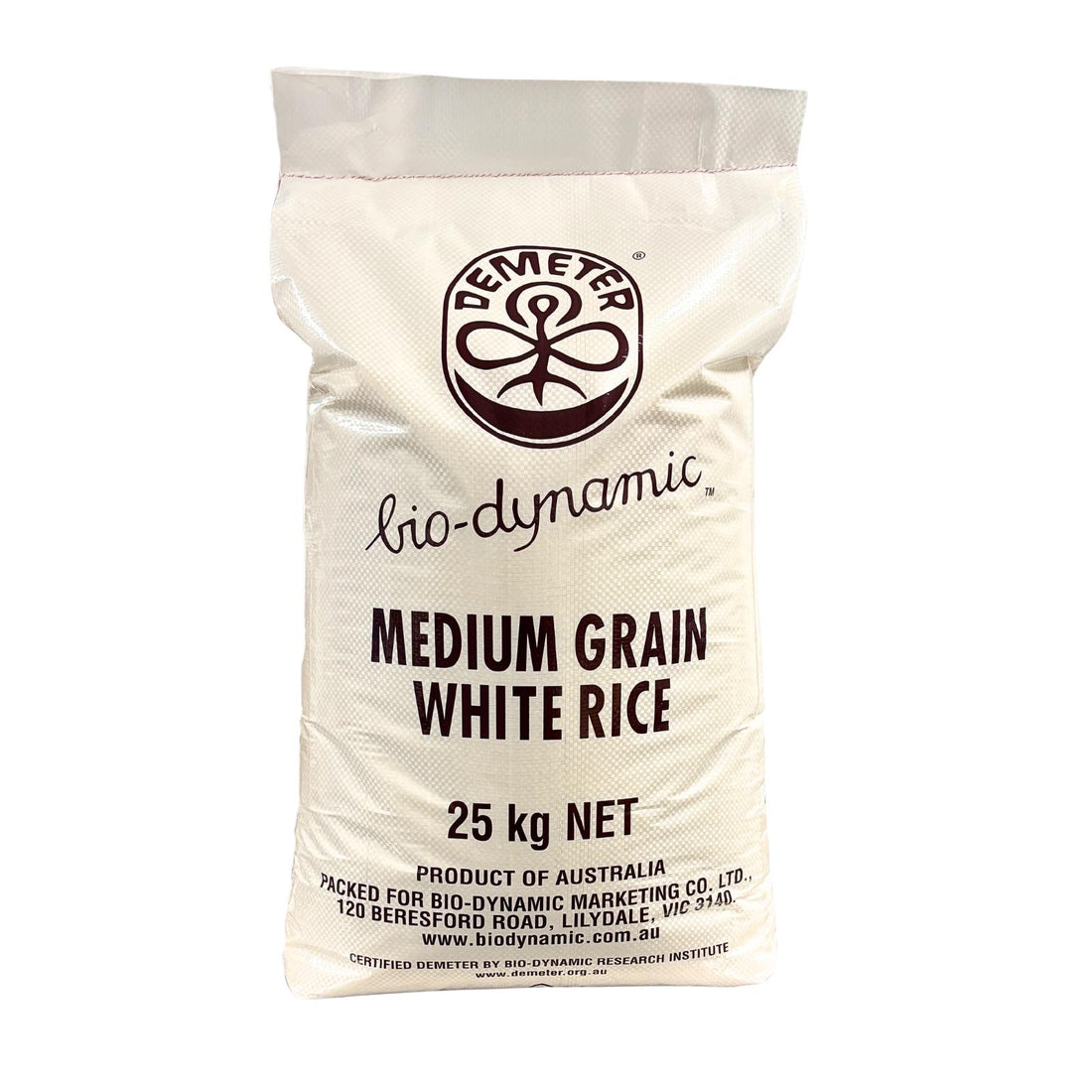 White Rice Medium Grain Biodynamic 25kg