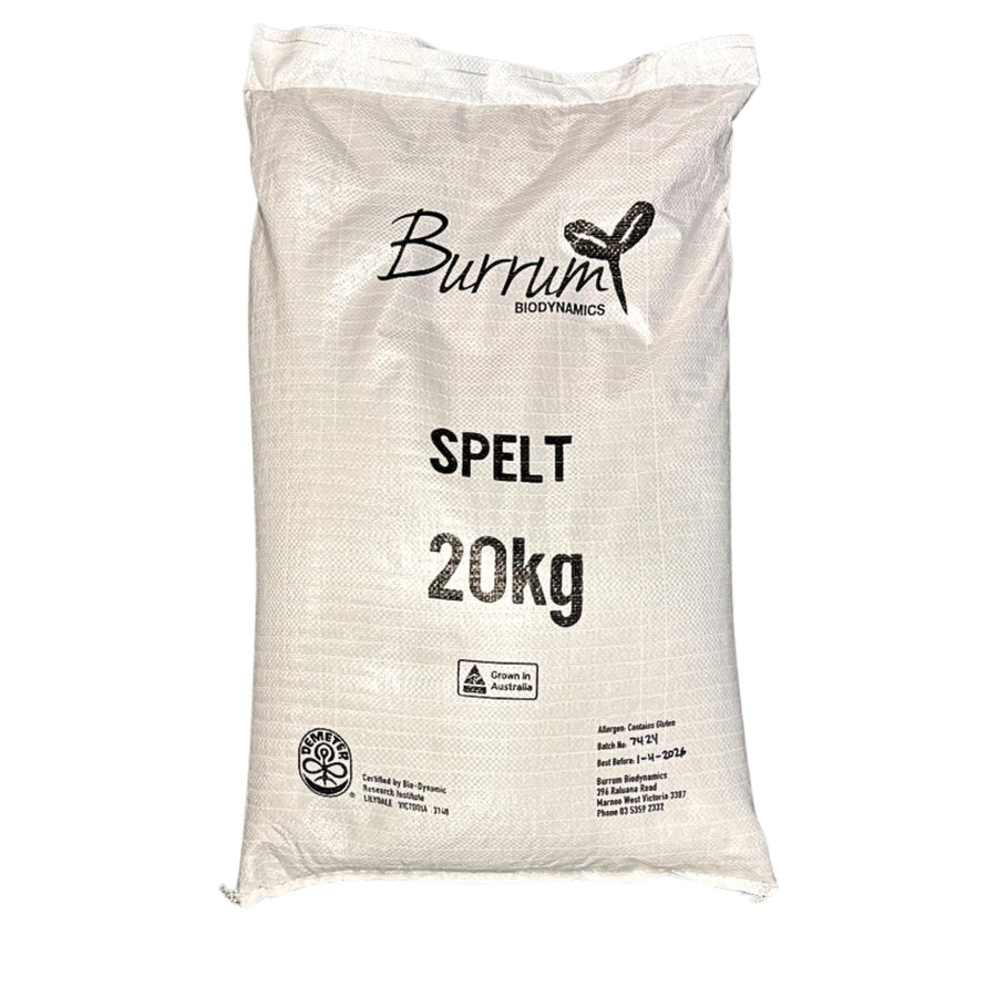 Spelt Grain Biodynamic 20kg Burrum Biodynamics Pulse & Grain.