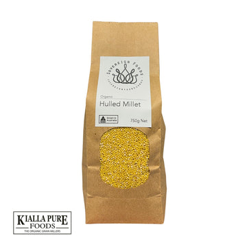 A bag of Australian grown organic hulled millet. 