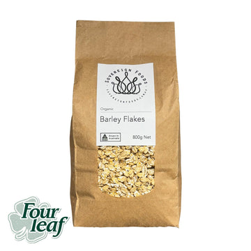 A bag of Australian grown organic barley flakes