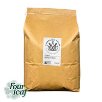 A bag of Australian Grown organic barley flakes from Sovereign foods, an online retailer specialising in Australian grown organic grain and pantry produce