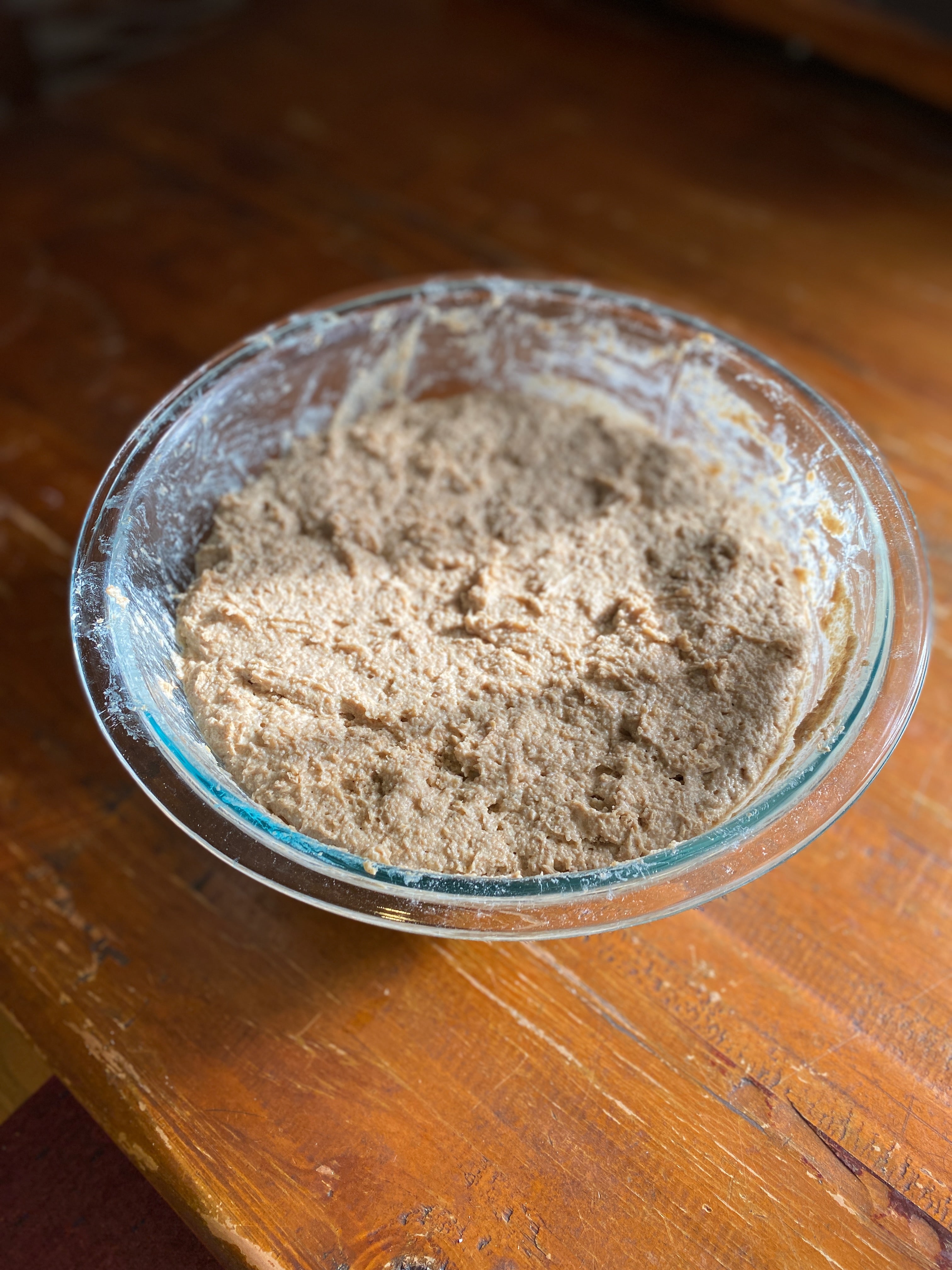 Starter ready to add soaker, more flour and soaker