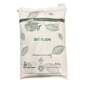 A bulk bag of Australian grown organic oat flour from Four Leaf Milling