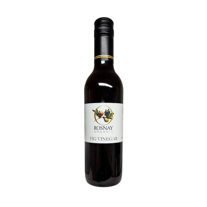 A bottle of fig vinegar made from Australian grown organic figs