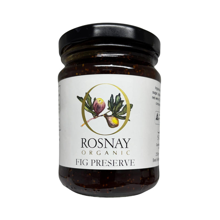 Jar of Rosnay Organic Fig Preserve Made with Australian grown organic figs from Rosnay's farm in NSW