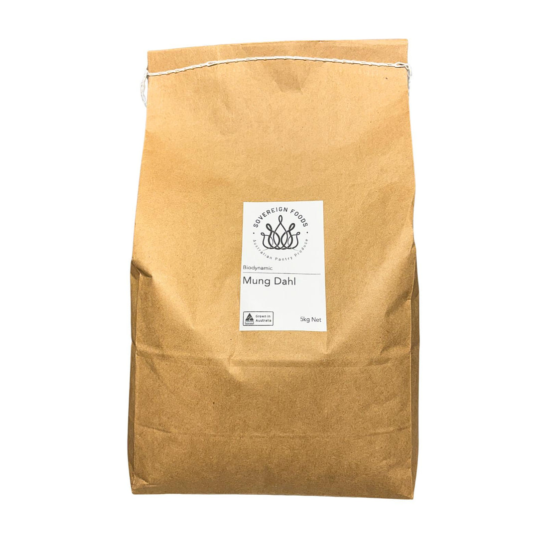 Australian grown organic mung dahl in a kraft bag. Also known as Moong Dal it  is grown by Kym and Neil Sullivan at Linthorpe on Queensland’s Darling Downs. Made from split and dehulled mung beans, it cooks quickly without soaking and is ideal for dals, curries, soups and everyday cooking.