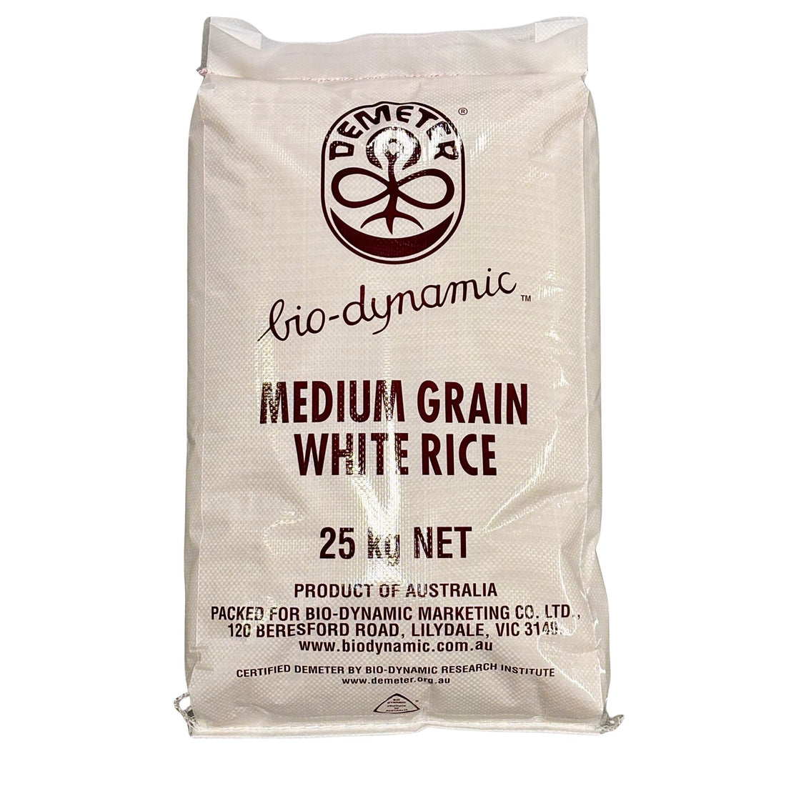 a bag of Australian grown organic rice. Grown Biodynamically in the riverina region on NSW