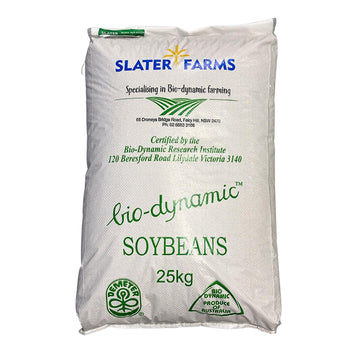 a 25kg bag of Australian grown Organic soybeans. these biodynamic Soy beans are non-GMO and grown by slater farms in Northern NSW