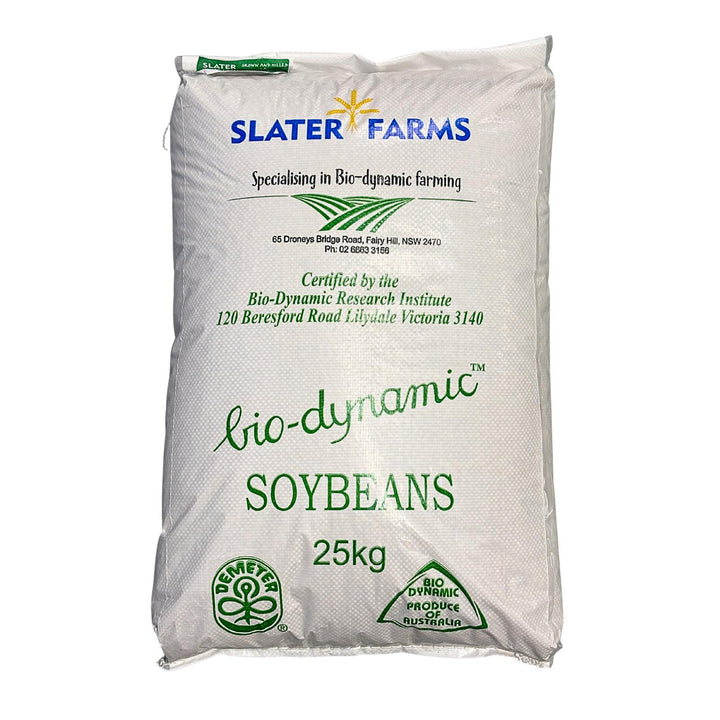a 25kg bag of Australian grown Organic soybeans. these biodynamic Soy beans are non-GMO and grown by slater farms in Northern NSW