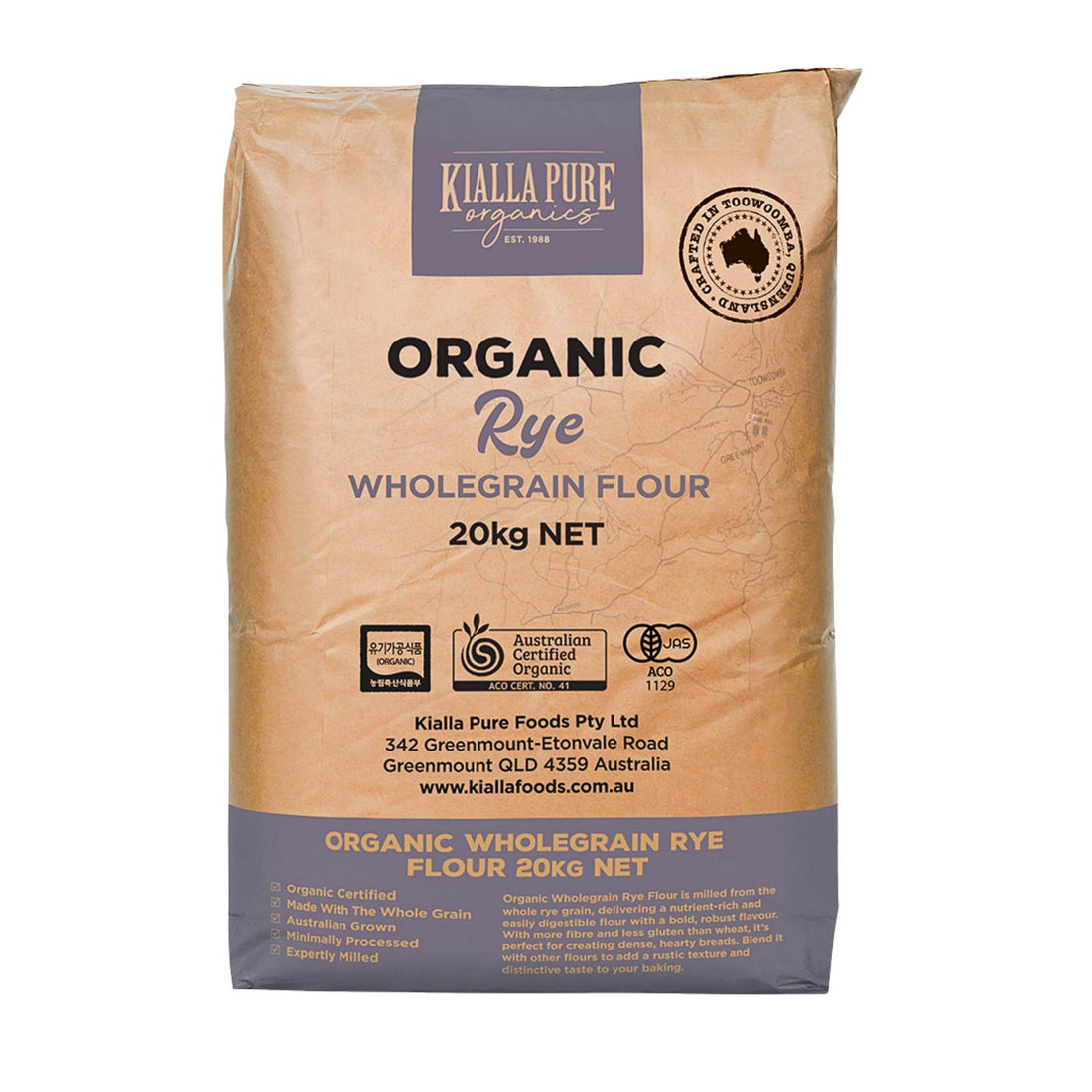 Rye Flour Whole Stoneground Organic 20kg