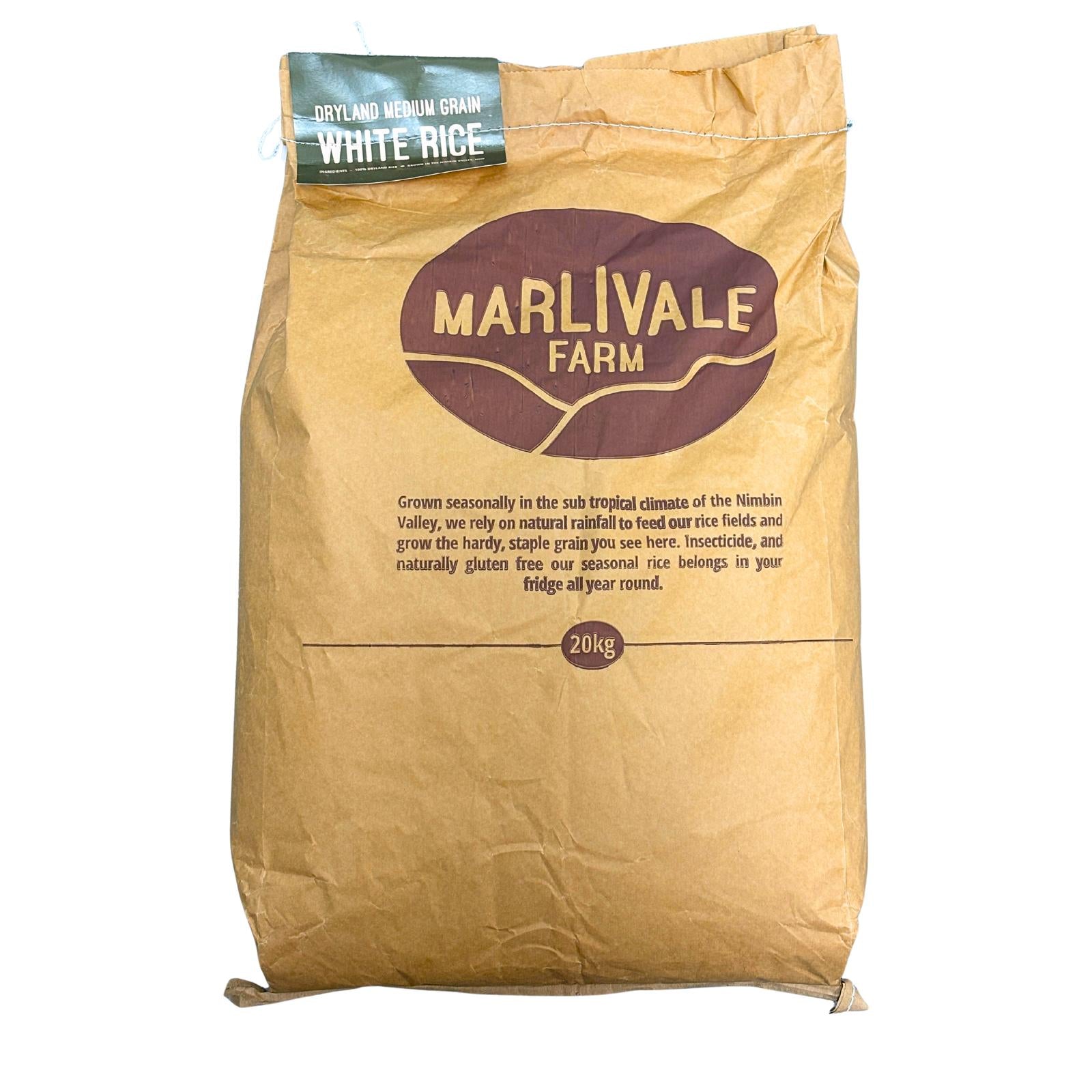 Marlivale Farm White Rice 20kg | Bulk Australian Rainfed Rice
