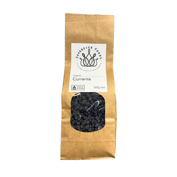 A 500g bag of Australian grown organic currants