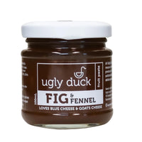 A jar of fig fruit paste made from rescued queensland fruit. Made by Ugly duck fine foods in Brisbane QLD