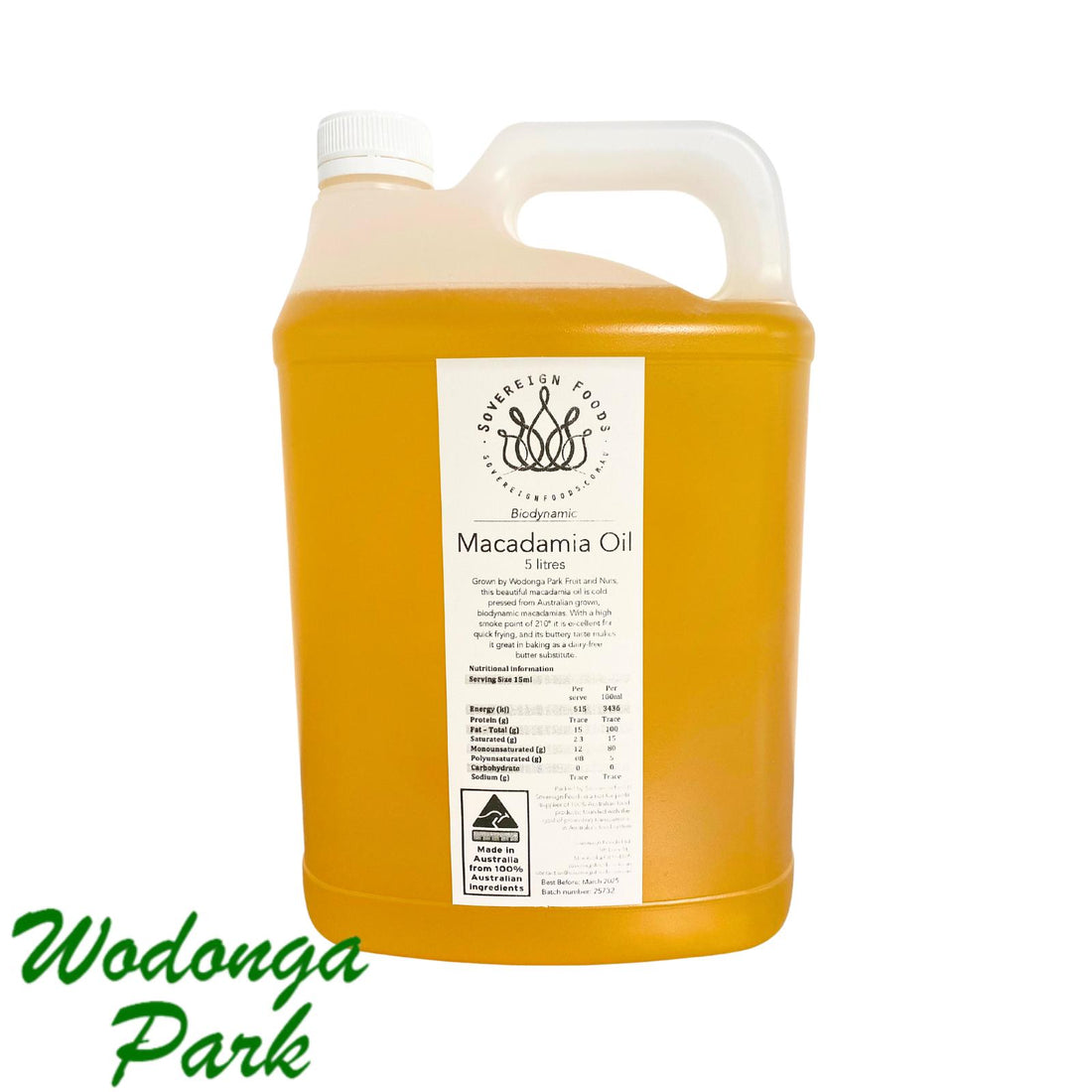 Organic Macadamia Oil 5L Biodynamic
