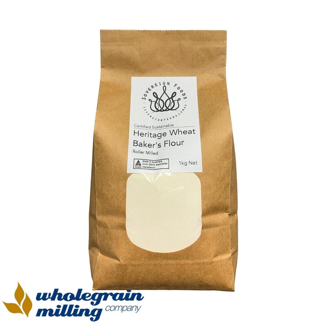 Bag of older variety, non hybrid wheat flour. Federation heritage wheat flour