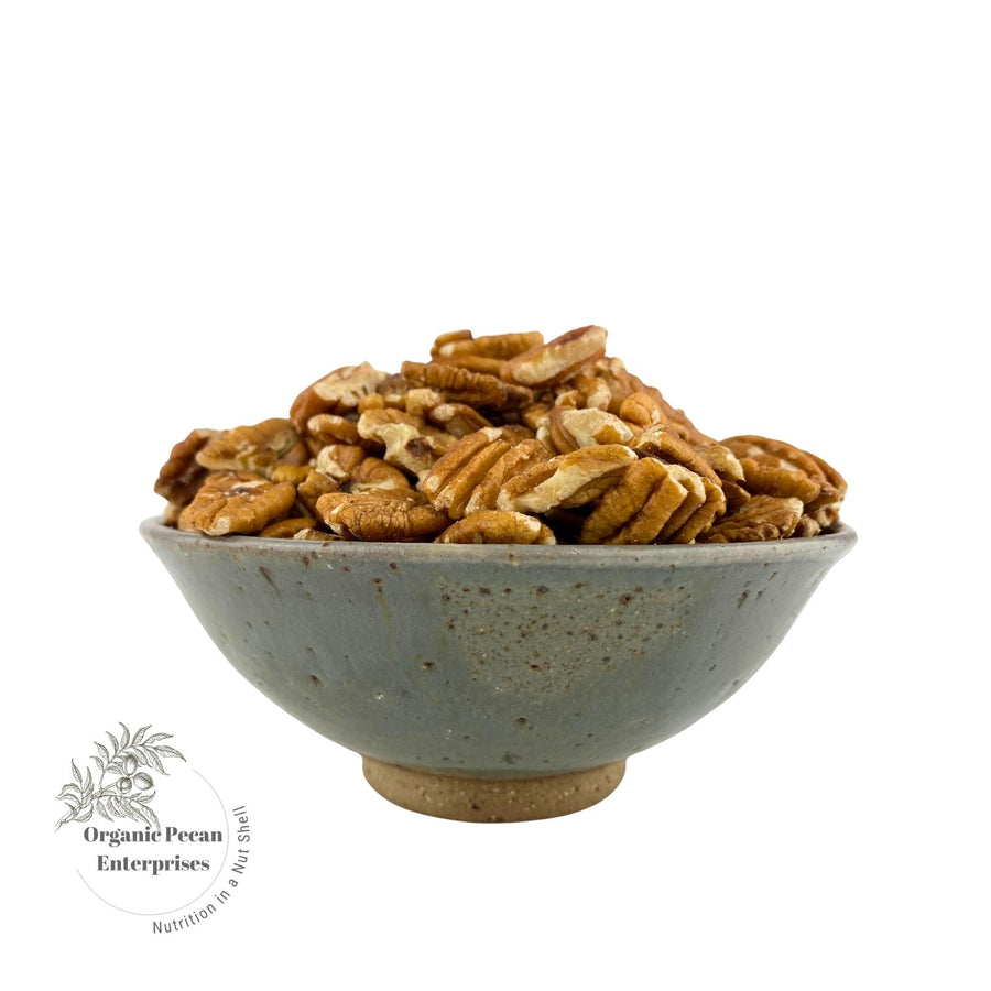 A bowl of Australian grown organic pecans