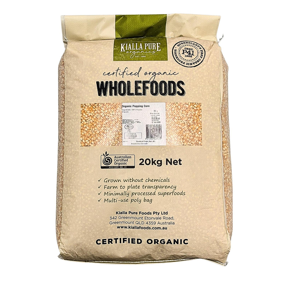 Popping Corn Organic 20kg