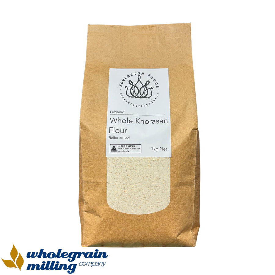 organic whole kamut flour. Australian grown khorasan flour. Ancient grain, similar to spelt, emmer and einkorn