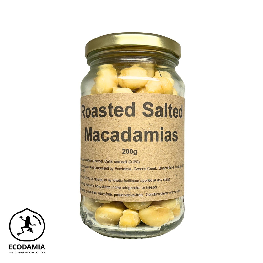 a jar of roasted salted organic macadamias