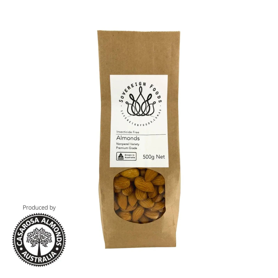 Almonds Nonpareil Premium Insecticide Free 500g-Nuts & Seeds-The Almond Farmer-Sovereign Foods-Australian Grown Nuts-Pesticide Free-Chemical Free