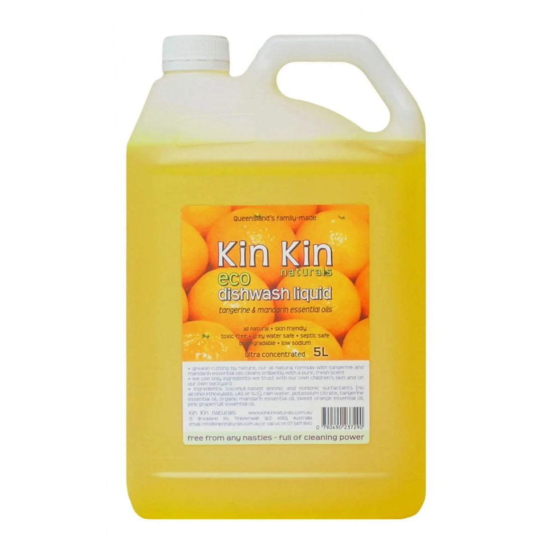 Dishwashing liquid Tangerine & Mandarin 5L-Household-Kin Kin Naturals-Sovereign Foods-Cleaning-Australian Made
