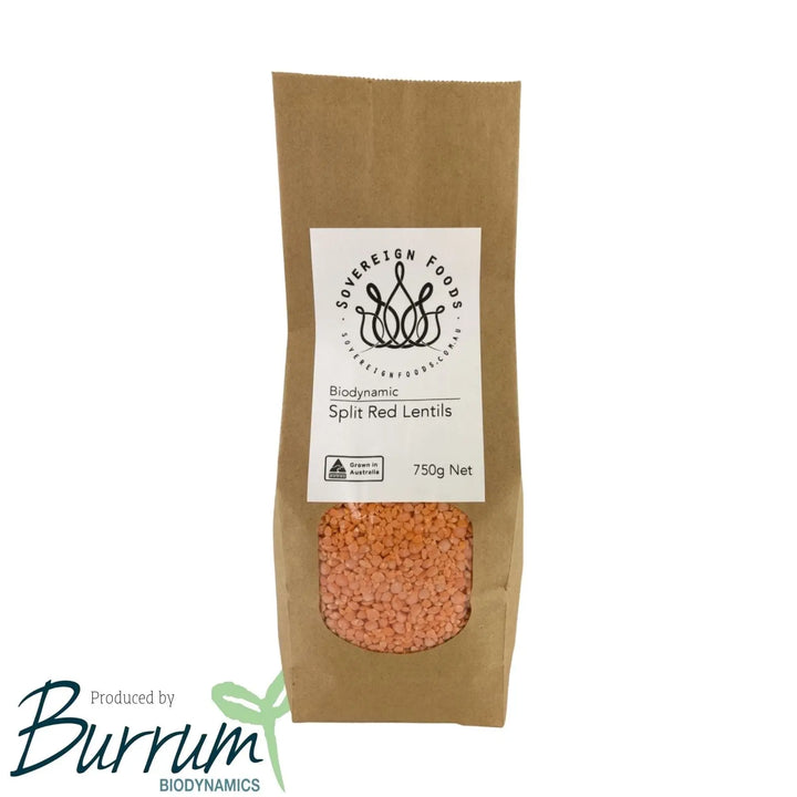 Lentils Red Split Biodynamic 750g-Pulse & Grain-Burrum Biodynamics-Sovereign Foods-Lentils-Australian Grown-Organic-Bulk