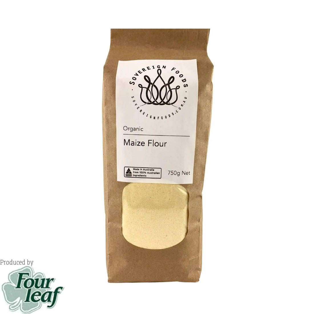 Maize Flour Organic 750g-Flour & Baking-Four Leaf Milling-Sovereign Foods-Australian Grown-Organic-Bulk Foods
