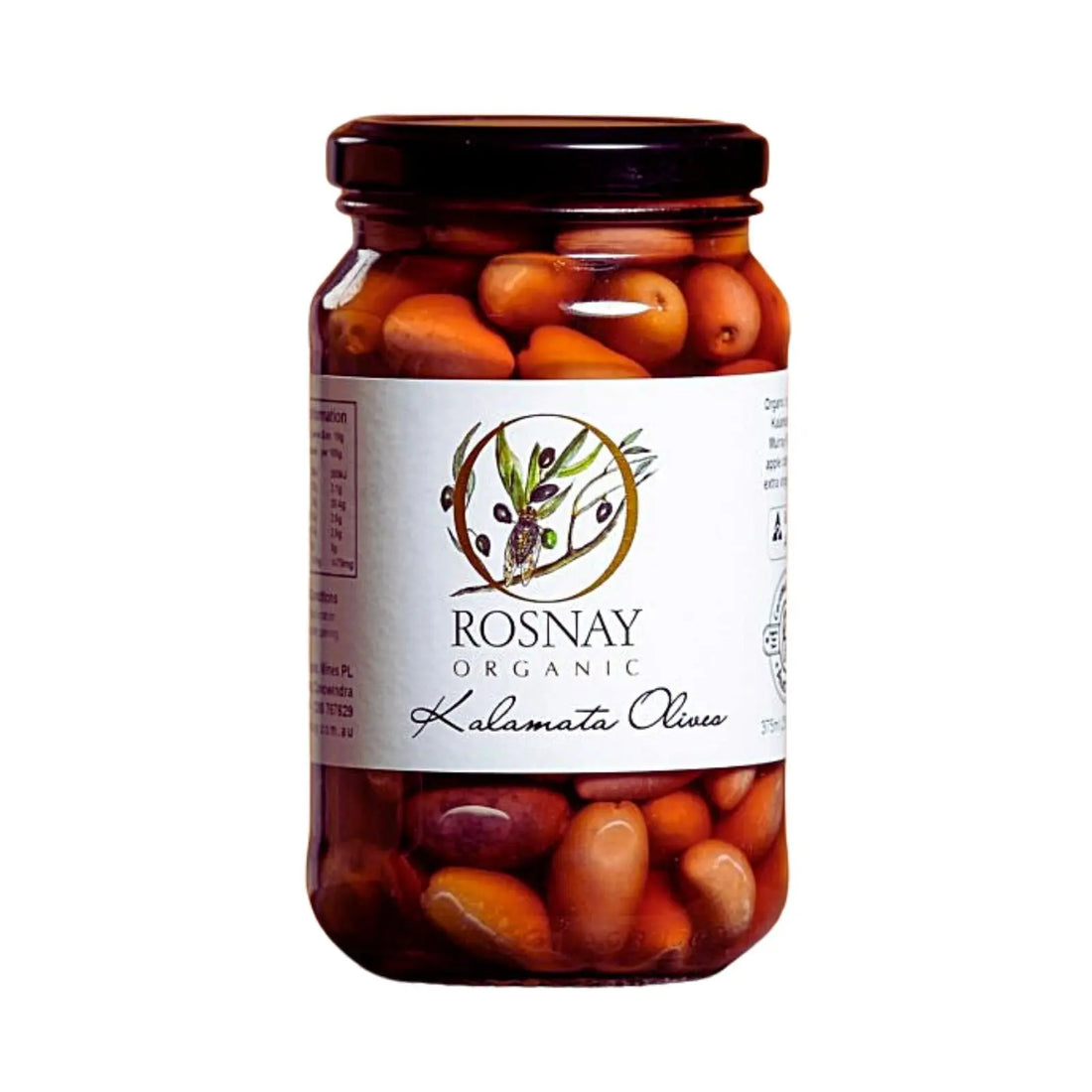 Olives Kalamata Organic 375ml-Grocery-Rosnay Organic-Sovereign Foods-Australian Grown Bulk Foods